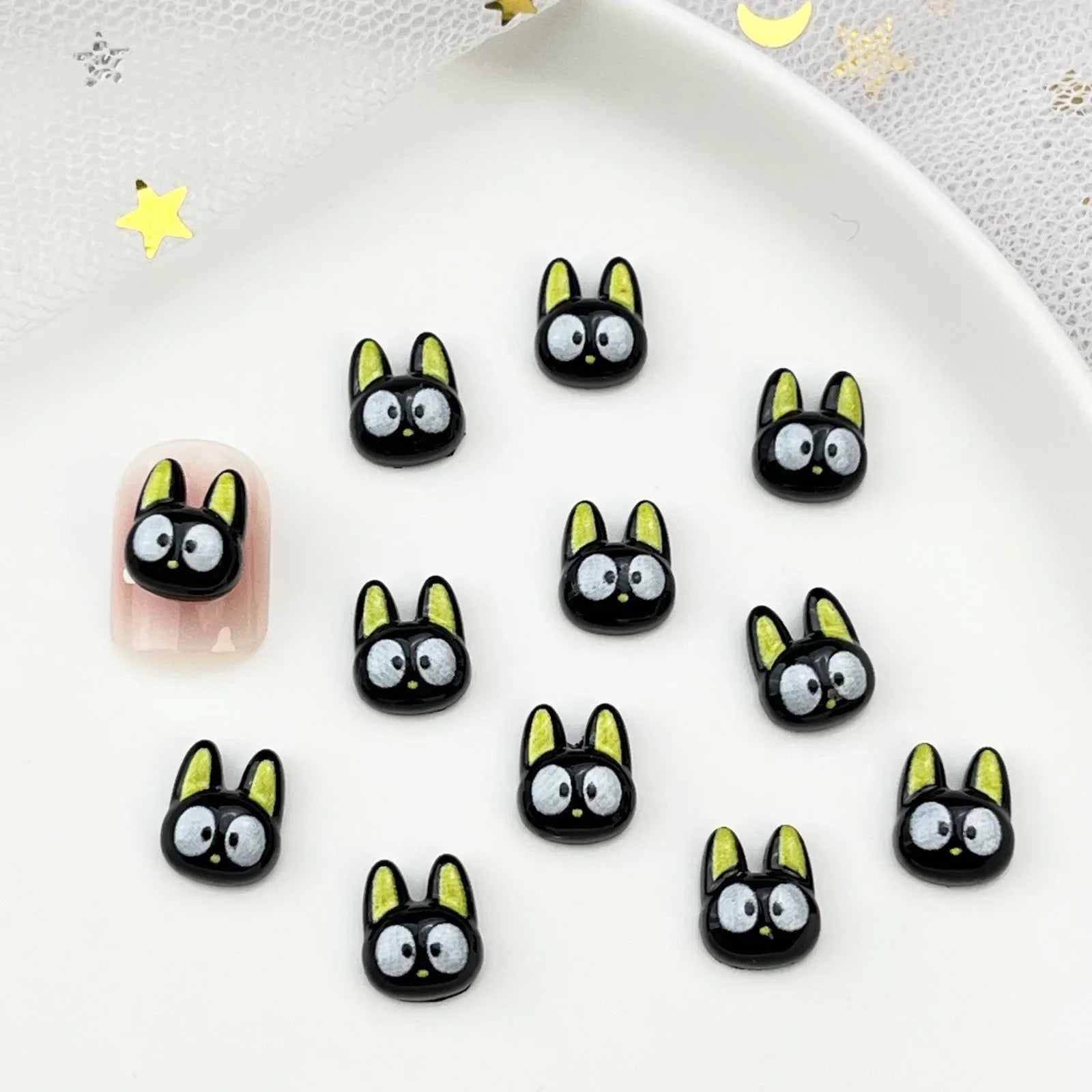 50pcs Resin Mini Colorful Cartoon Halloween Black Cat Flat back Figurines Nail Art DIY Scrapbooks Accessories Crafts