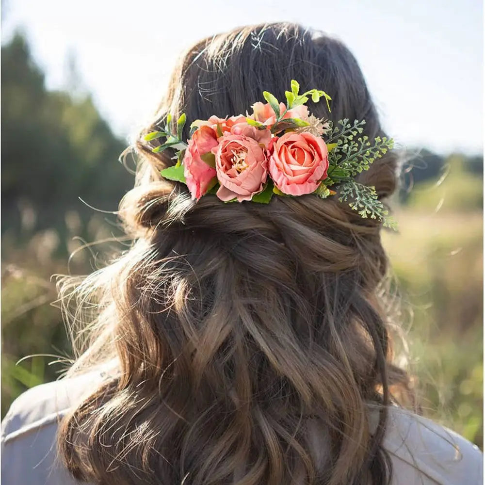 Lược Tóc Cô Dâu Pha Lê - Hoa Lá Lấp Lánh