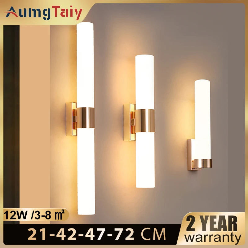 Modern Gold Tube LED Wall Lamp for Living Room Decoration