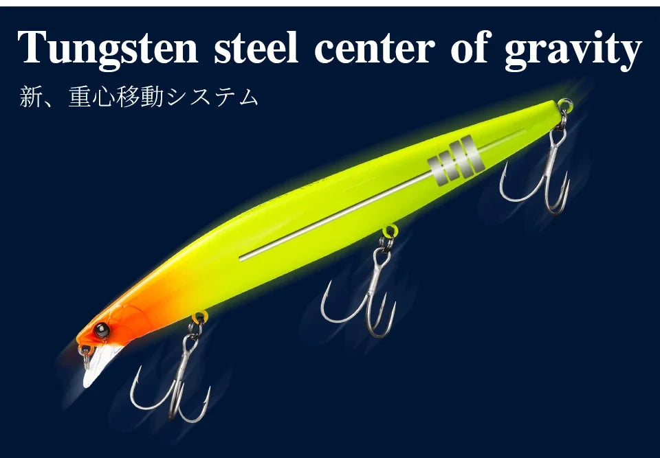 TSURINOYA Stinger 140S Fishing Lure Sinking Minnow DW92 140mm 26g Saltwater Seabass Ultra Long Casting Large Hard Baits Jerkbait