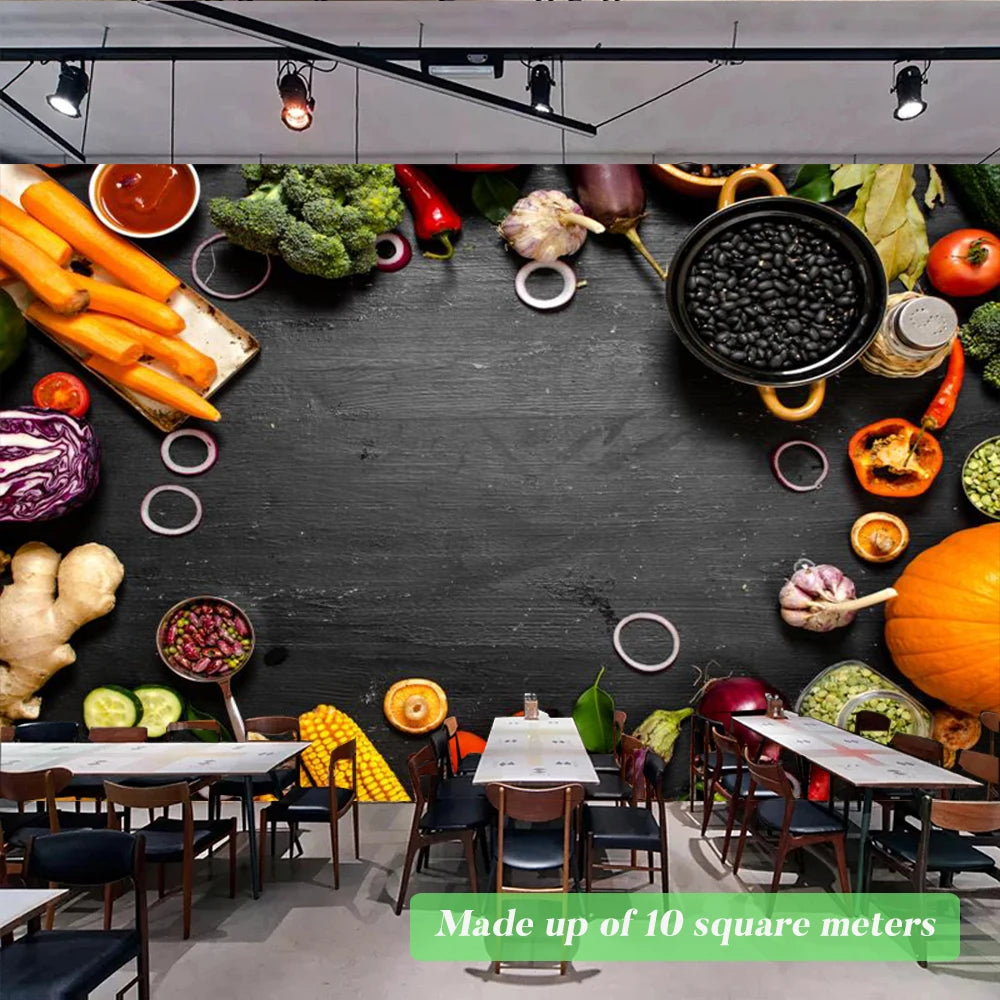 Custom Size Mural Wallpaper 3D Grilled Steak Pizza Shop Donuts Wall Painting Restaurant Cafe Modern Kitchen Spices Wall Papers