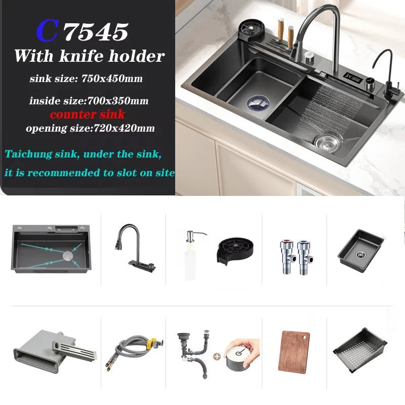 Gunmetal Gray Smart Sink LED Temperature With Faucet