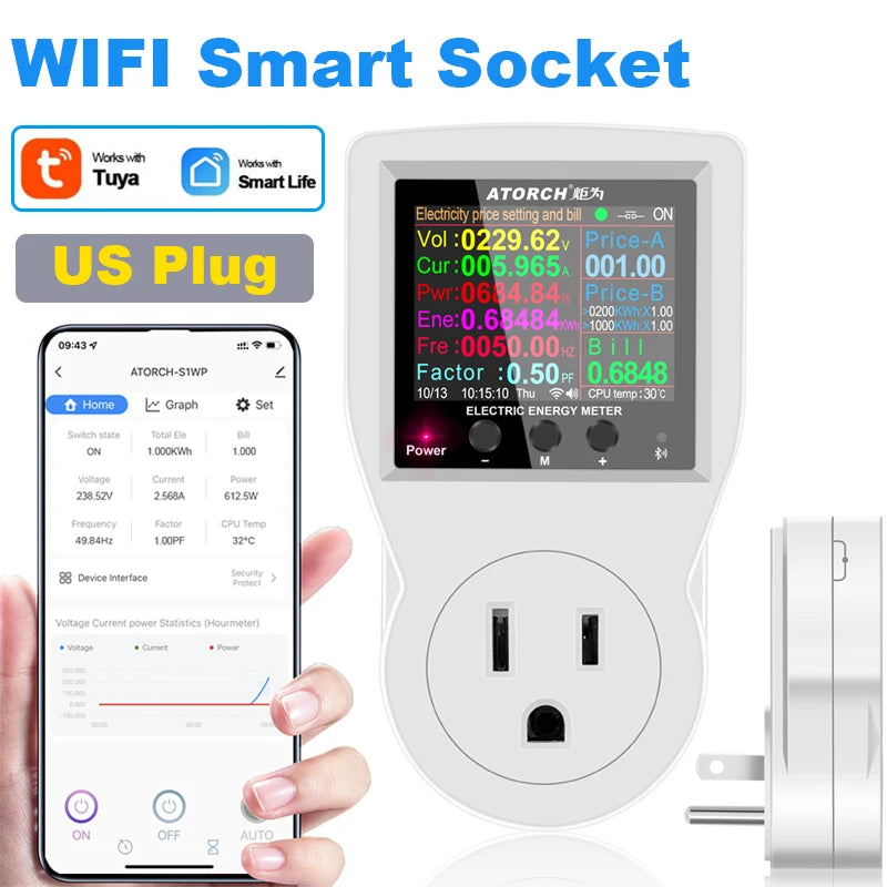 Multinational 220V WIFI power meter smart socket