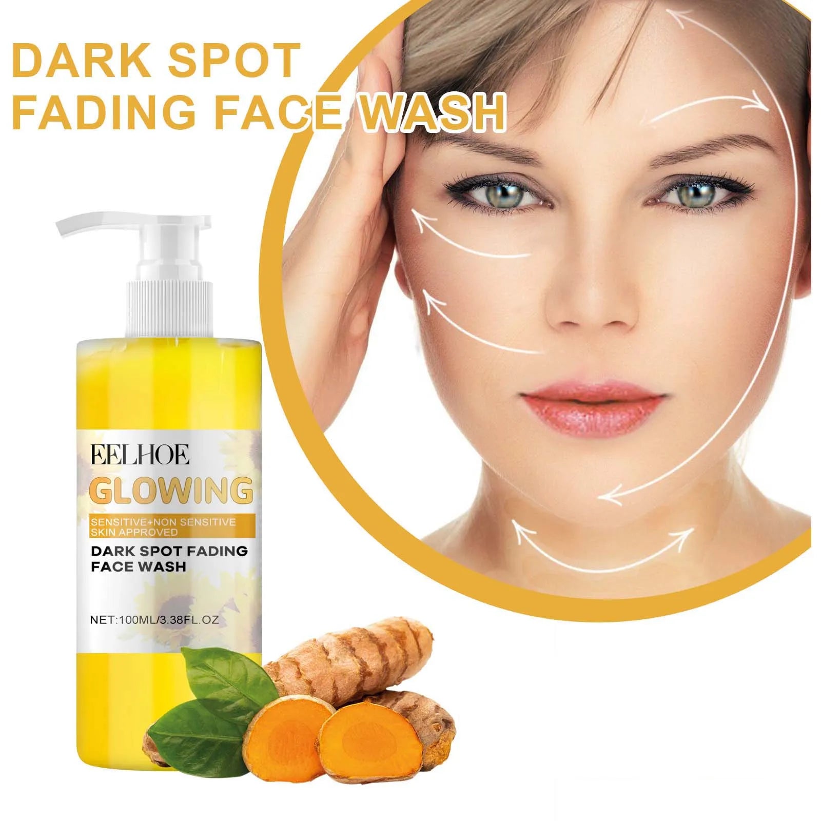 Turmeric Brightening Cleanser Deep Cleansing Makeup Remover Refreshing Non-Tightening Facial Wash Natural Skincare Formula