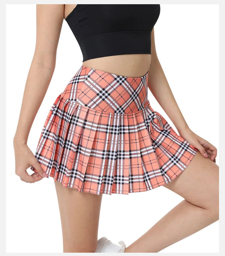 Nadanbao Plaid Tennis Dress Women Pleated Mini Skater Skirts High Waist Plaid Short Skirt Women's Summer New College Style - Daisan Mart