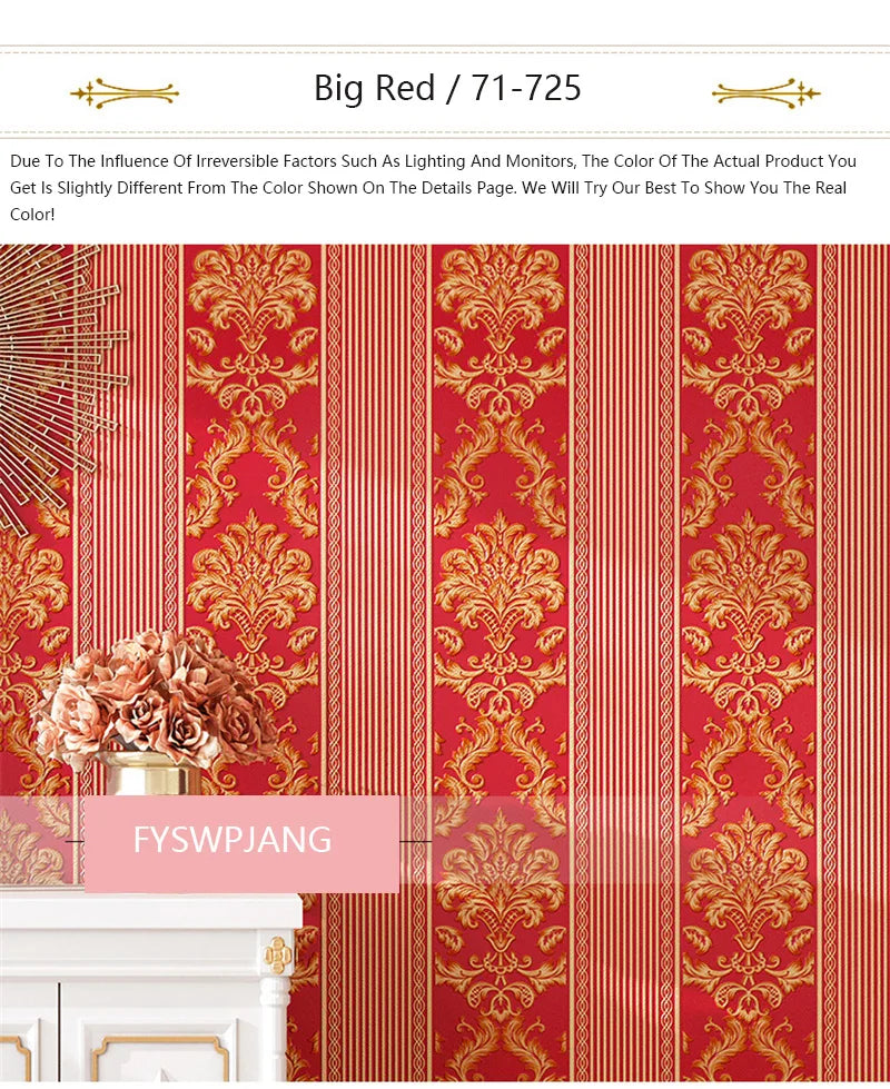 European 3D Wallpaper for Luxury Bedroom &amp; Living Room