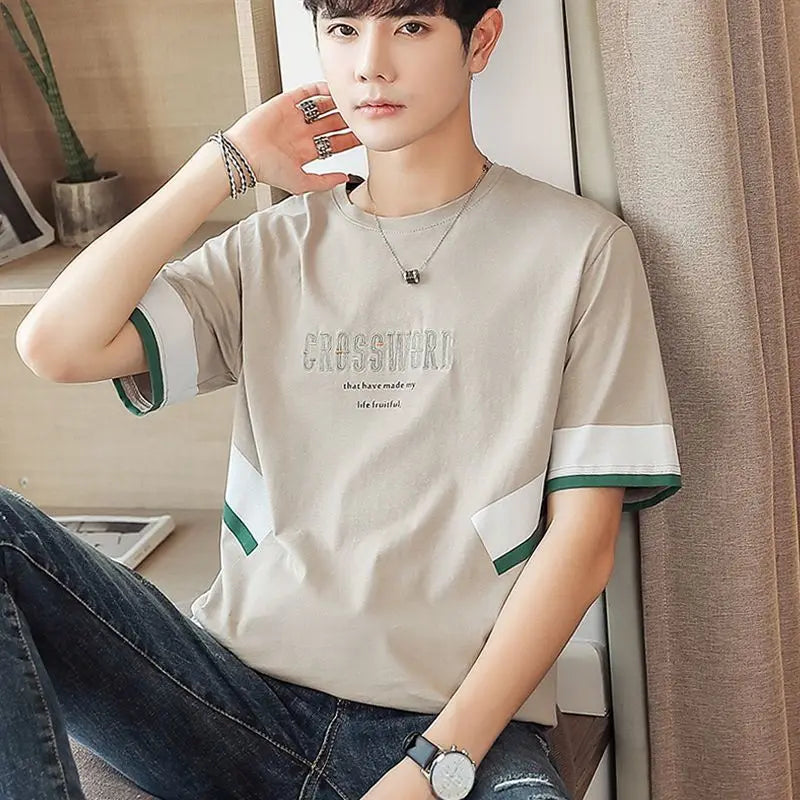 Men's Quick Dry Vintage Letter Korean Style T-Shirt