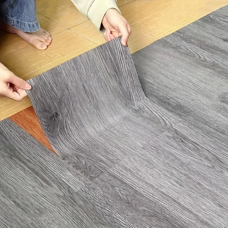 Self-adhesive Wood Grain Floor Stickers Peel &amp; Stick Indoor Wall and Floor Decoration Renovation Sticker Waterproof Wall Sticker