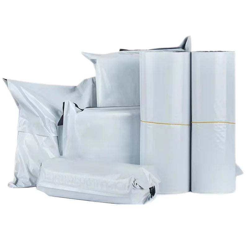 50個裝塑膠快遞信封袋，灰白色自黏封口郵寄袋