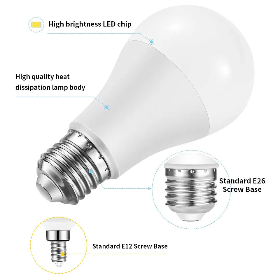 Multi-power LED bulbs E26 E12 for home and office