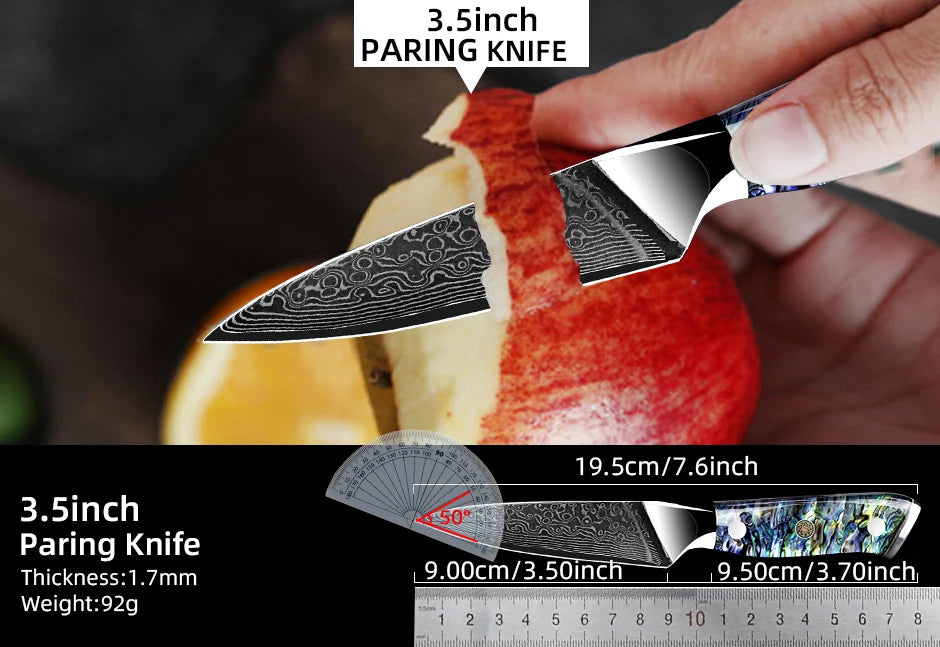 Dao Bếp Damascus VG10 67 Lớp Tay Cầm Vỏ Bào Ngư