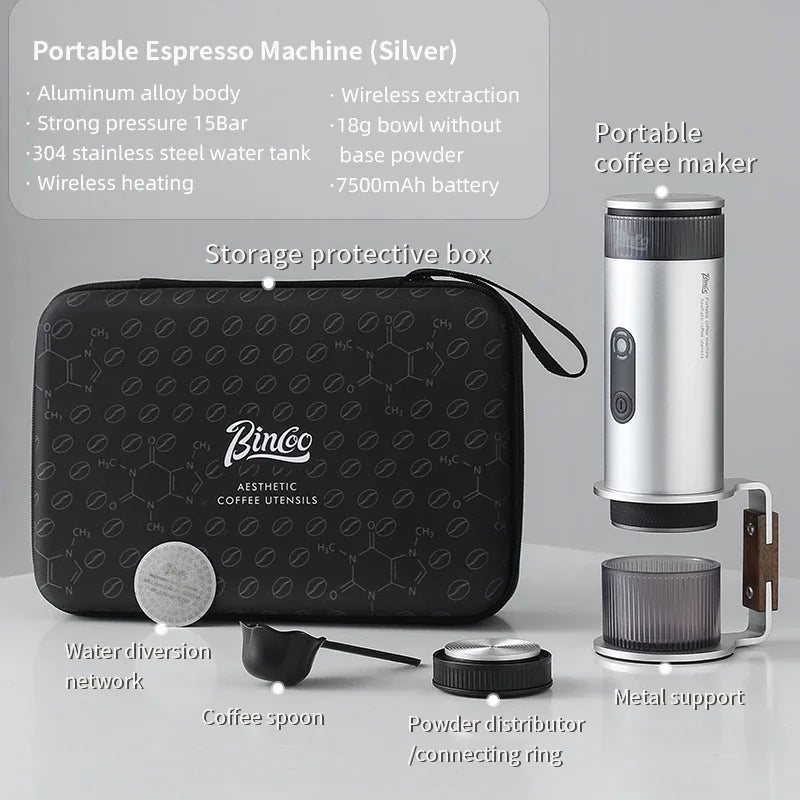 Bincoo Portable Electric Espresso Coffee Maker for Camping Wireless Heating Concentrated Extraction Coffee Machine Red Dot Award - Daisan Mart