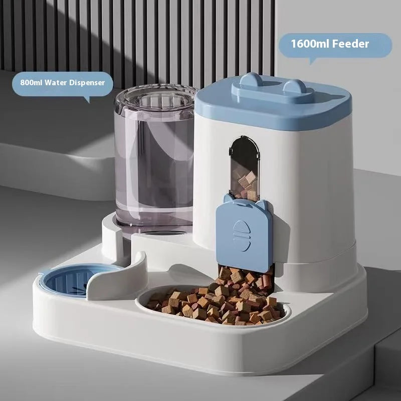 Automatic Dog Cat Feeder and Water Dispenser Gravity Food Feeder and Waterer Set with Pet Food Bowl Universal Pet Products - Daisan Mart