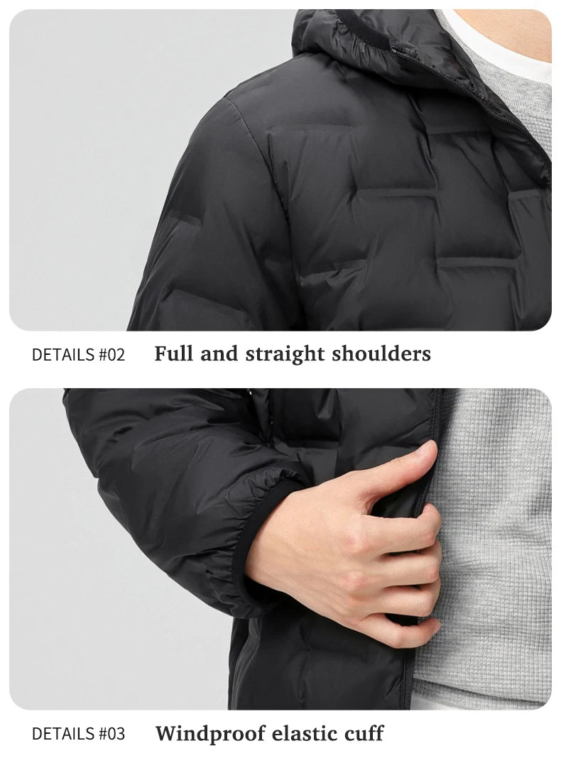 Men's waterproof down jacket keeps warm outdoors