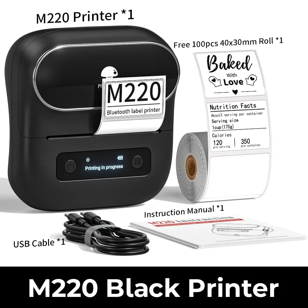 Phomemo M220 Label Printer 75mm Thermal Label Maker for Barcode Address Labeling Mailing File Folder Labels for Phone & PC - Daisan Mart