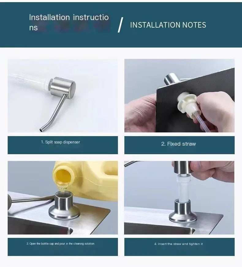 500ml Stainless Steel Under Sink Soap Dispenser for Kitchen