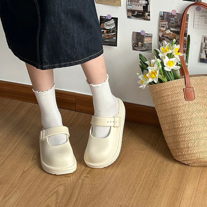 UTUNE Giày Búp Bê Nữ Đục Lỗ Thoáng Mát Chống Trượt