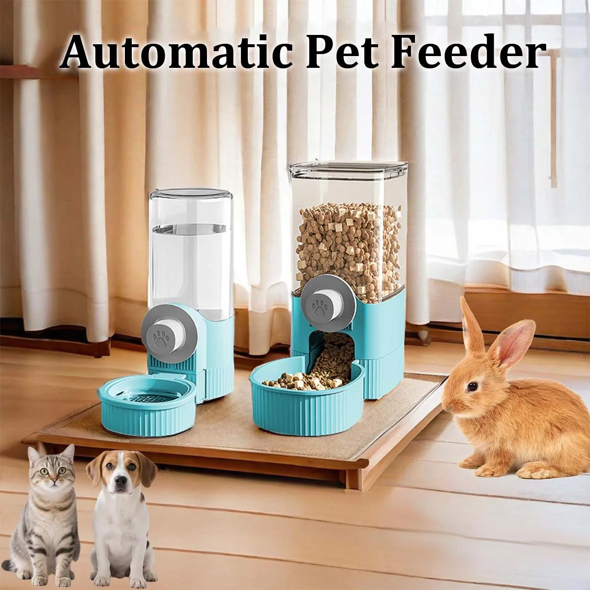 Pet Automatic Water Dispenser and Feeder Set, Hanging Water Dispenser, Automatic Cat Feeder, Dog Cage Hanging Water and Food Supplies, Cat Bowl, Dog Food Bowl - Daisan Mart