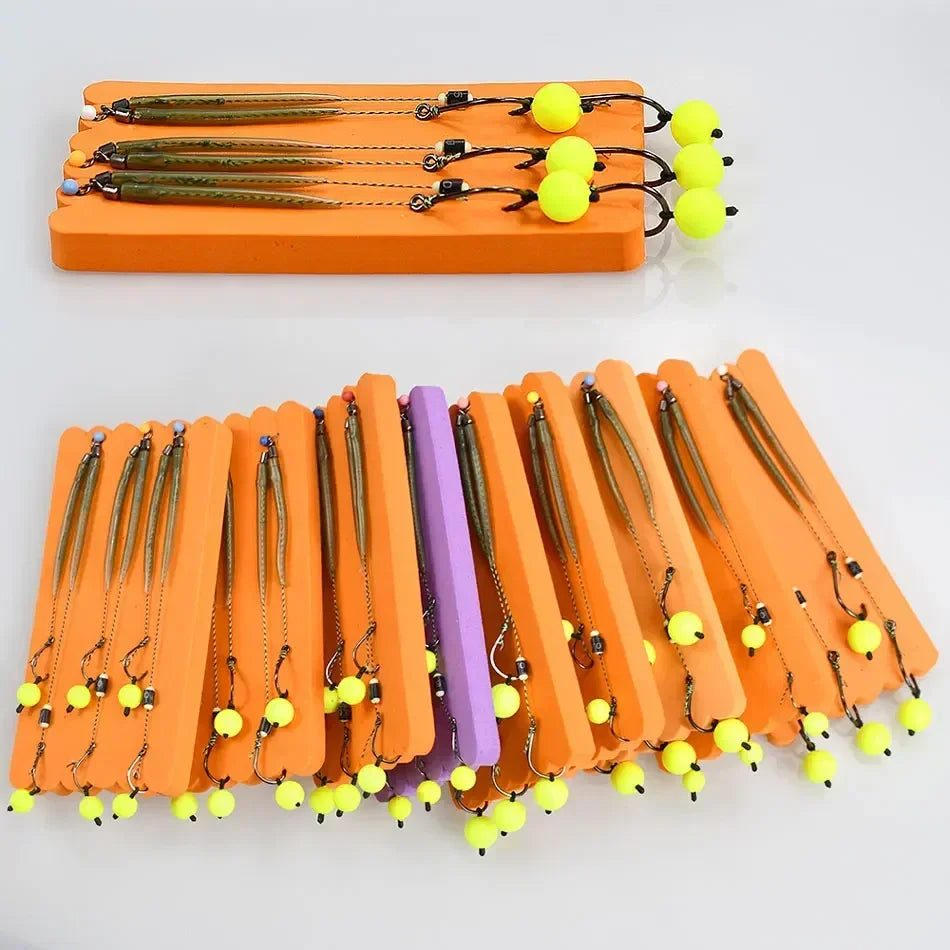 MNFT 3Sets Carp Fishing Rigs with Ready-Made Hair Hooks Size 3#-10# Pesca Hook Fishing Lure Tackle for Carp Fishing