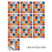 Colorful Marble Mosaic Wall Panels, 10PCS 10/15/20/30cm PVC Tiles, Peel &amp; Stick Oil-Proof Kitchen Wardrobe Art, Modern Home