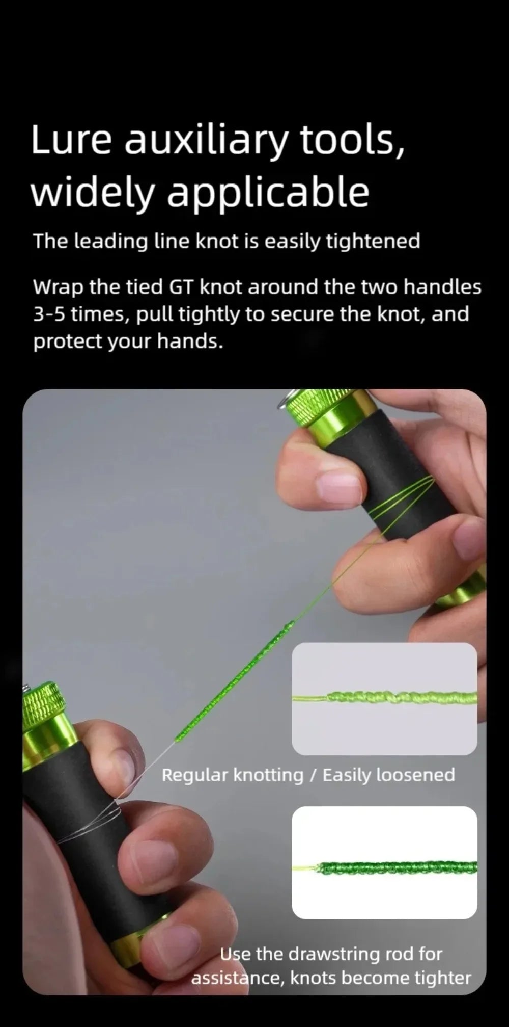 Aluminum Alloy Anti-Slip Knot Puller Tool - Line Pulling & Hook Tying Tool,Hand Protection FG/Blood Knots Multiuse Bobbin Knotte