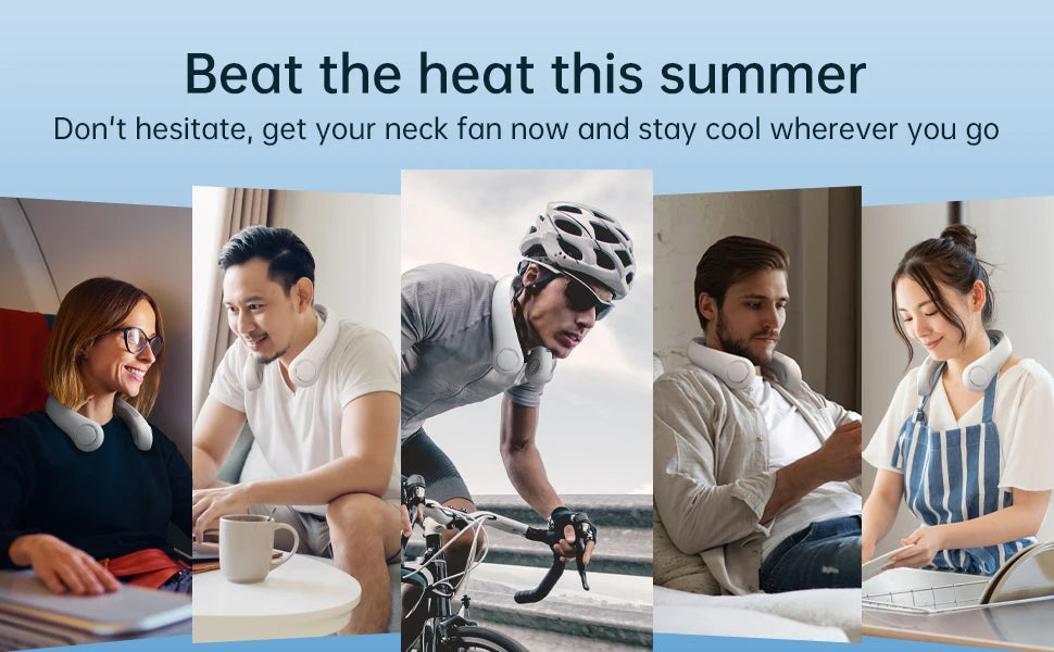 JISULIFE 5000mAh Neck Fan, 5 Speeds, Convenient