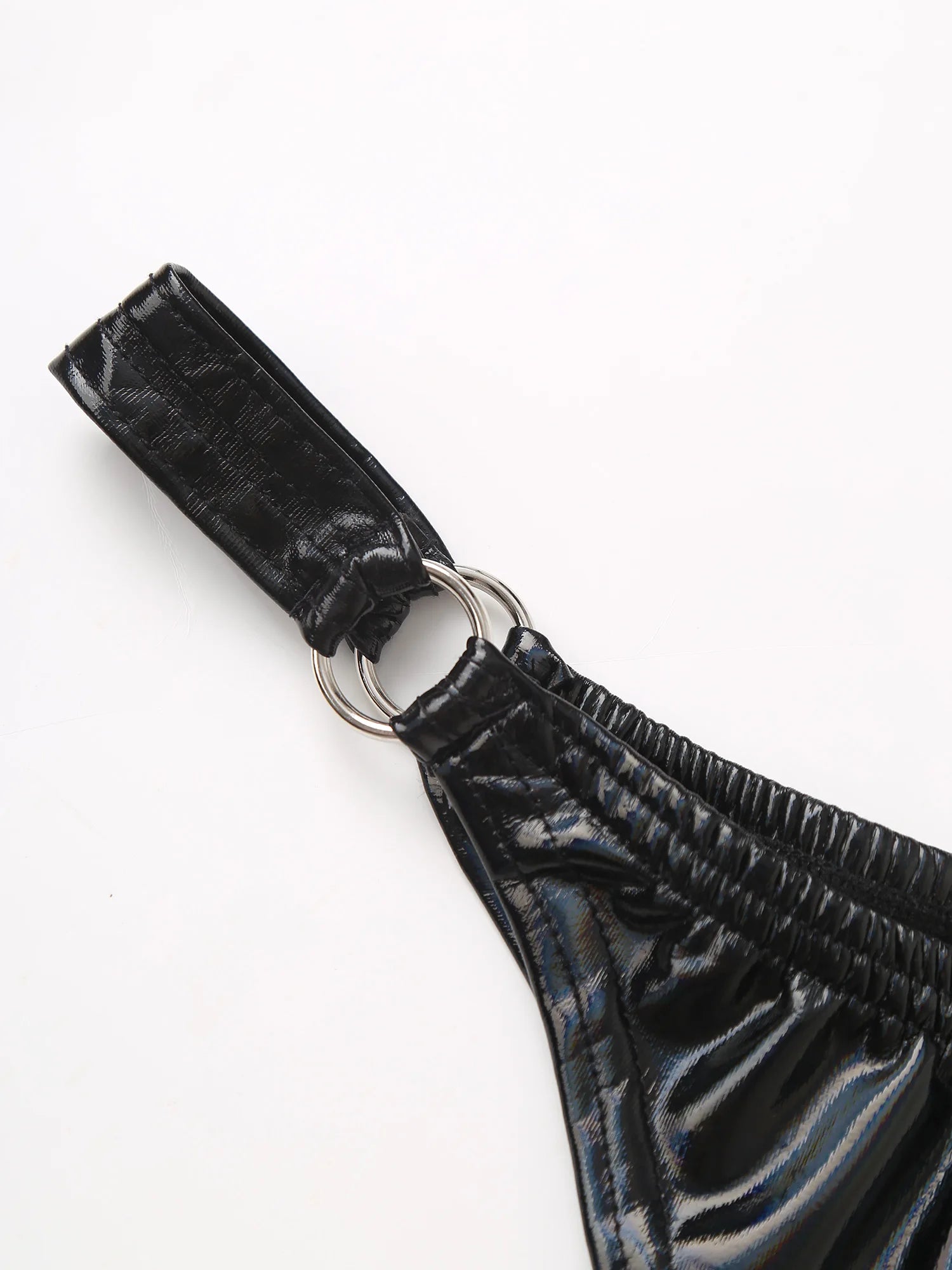 Women's Sexy Party O-Ring Shiny Leather Panties
