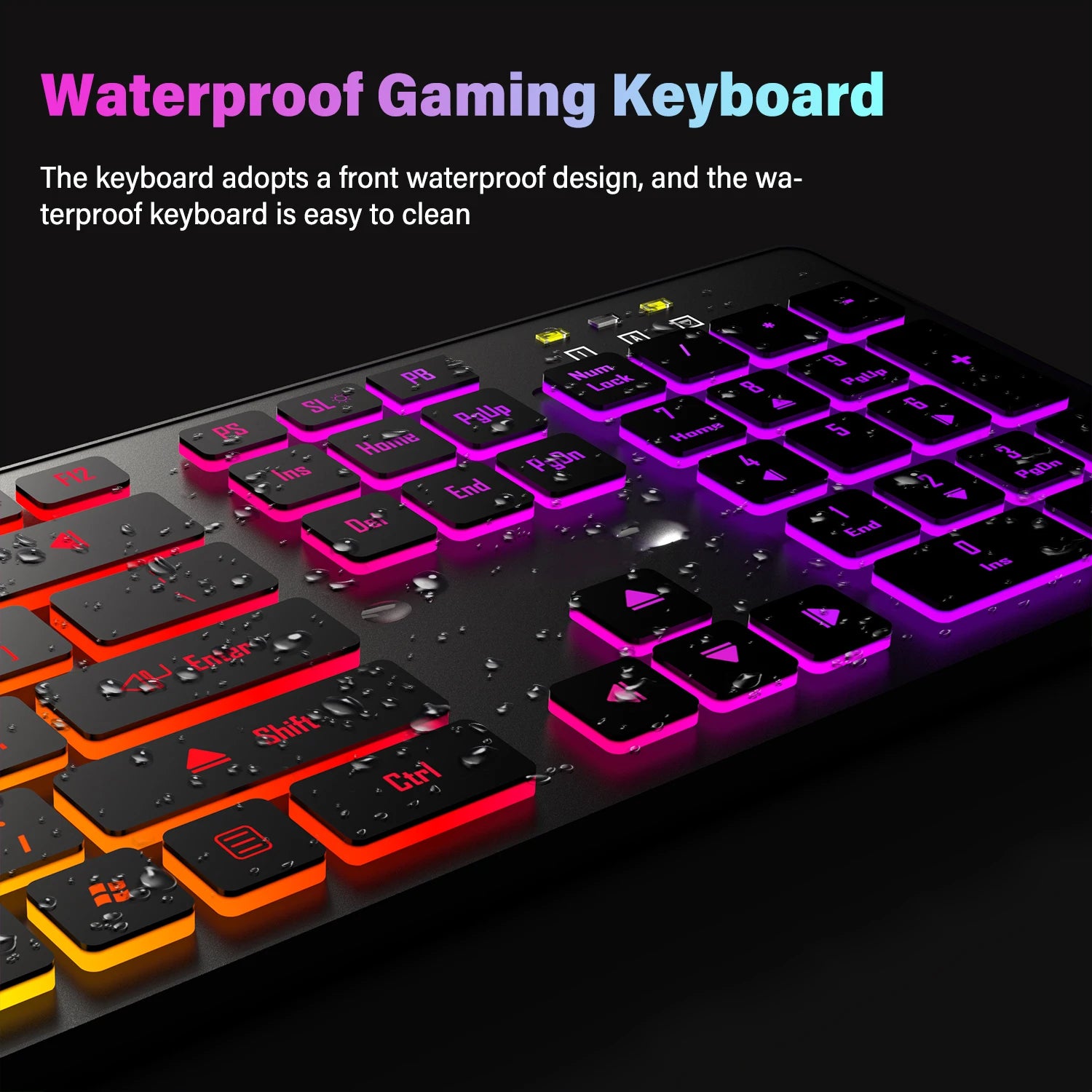 Wired RGB Gaming Mechanical Keyboard, LED Lights, Super Quiet