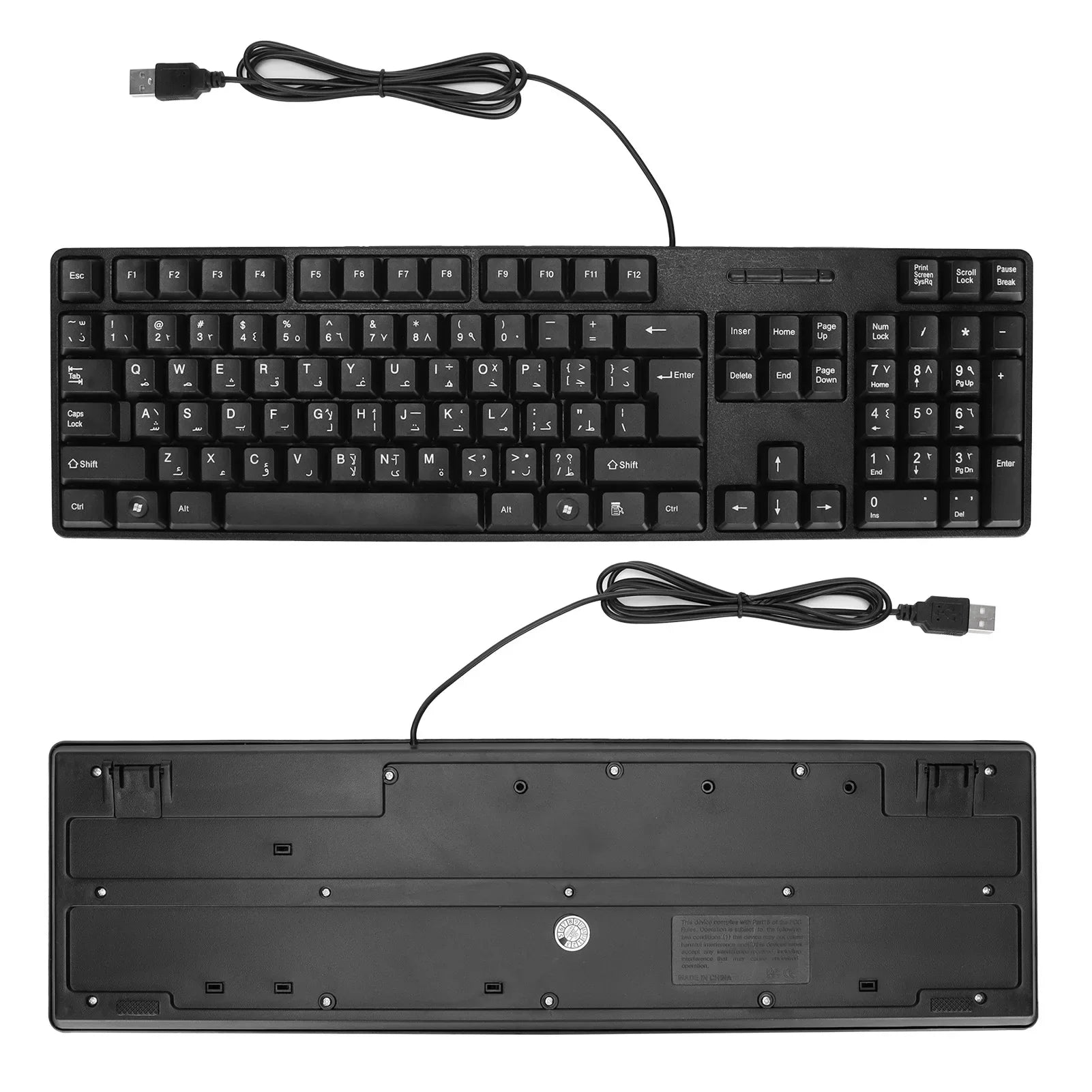 Durable USB mechanical keyboard, smooth typing, bilingual Arabic-English