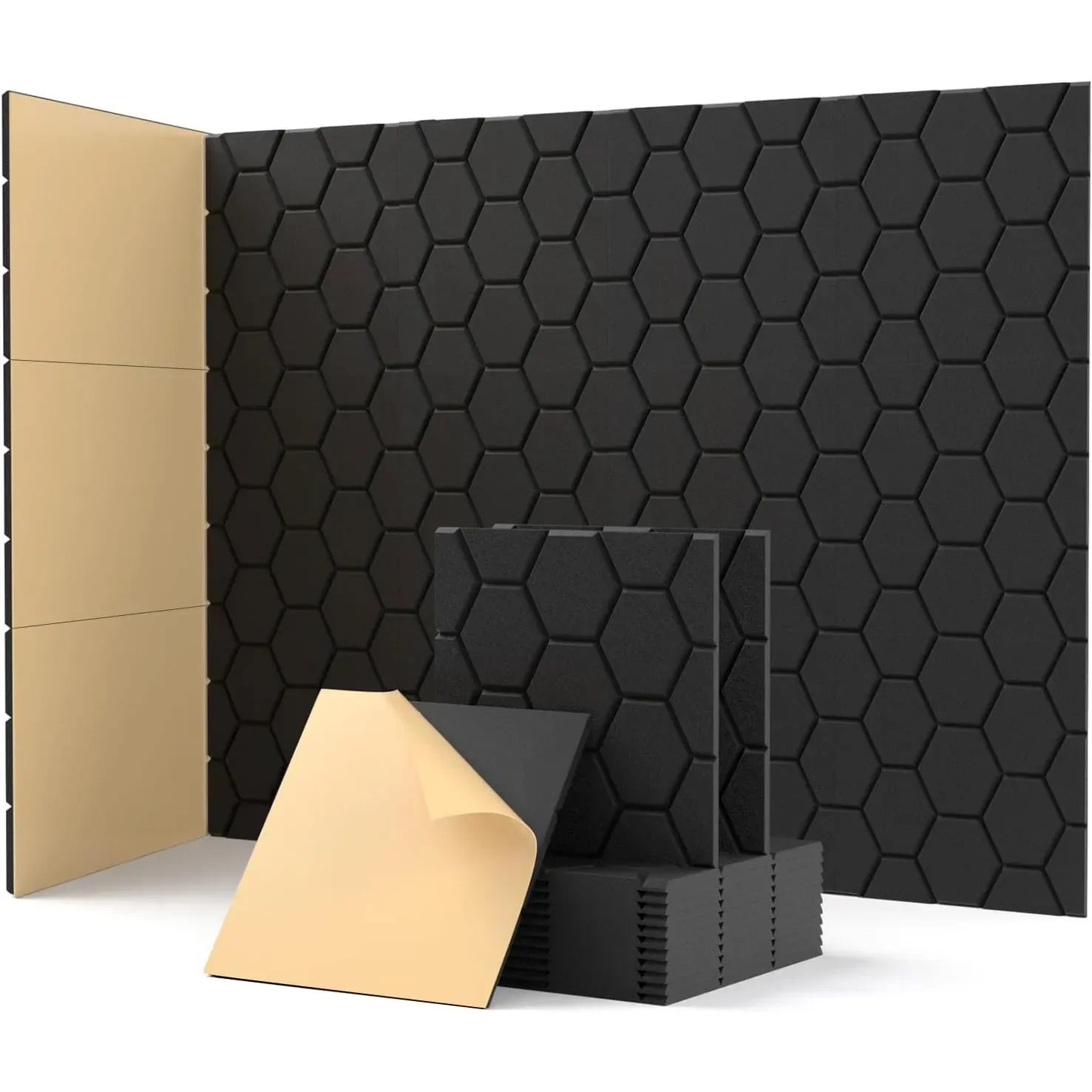 Honeycomb Felt Wall Panels Self-Adhesive Soundproof Tiles Peel &amp; Stick Noise Reduction for Home Office Nursery Acoustic Wall