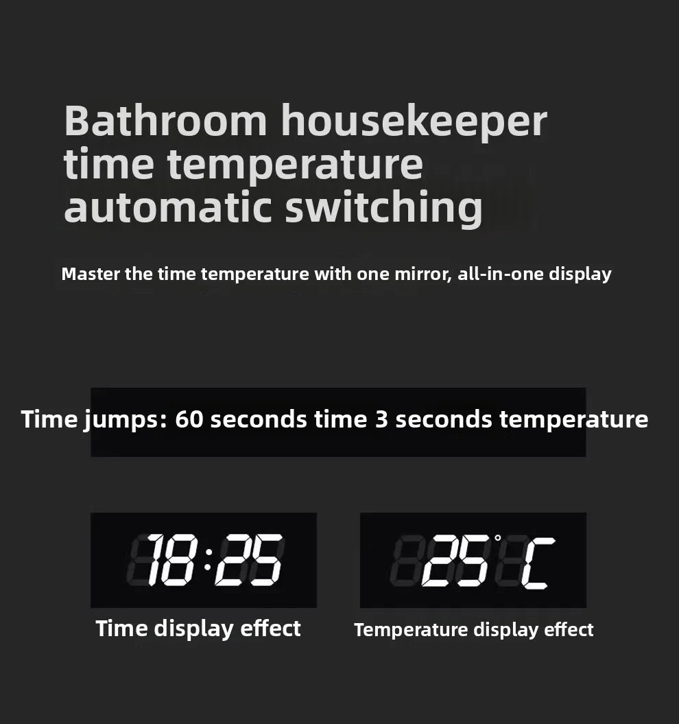 50CM Smart LED Mirror Anti-Fog Touch Wall Mounted