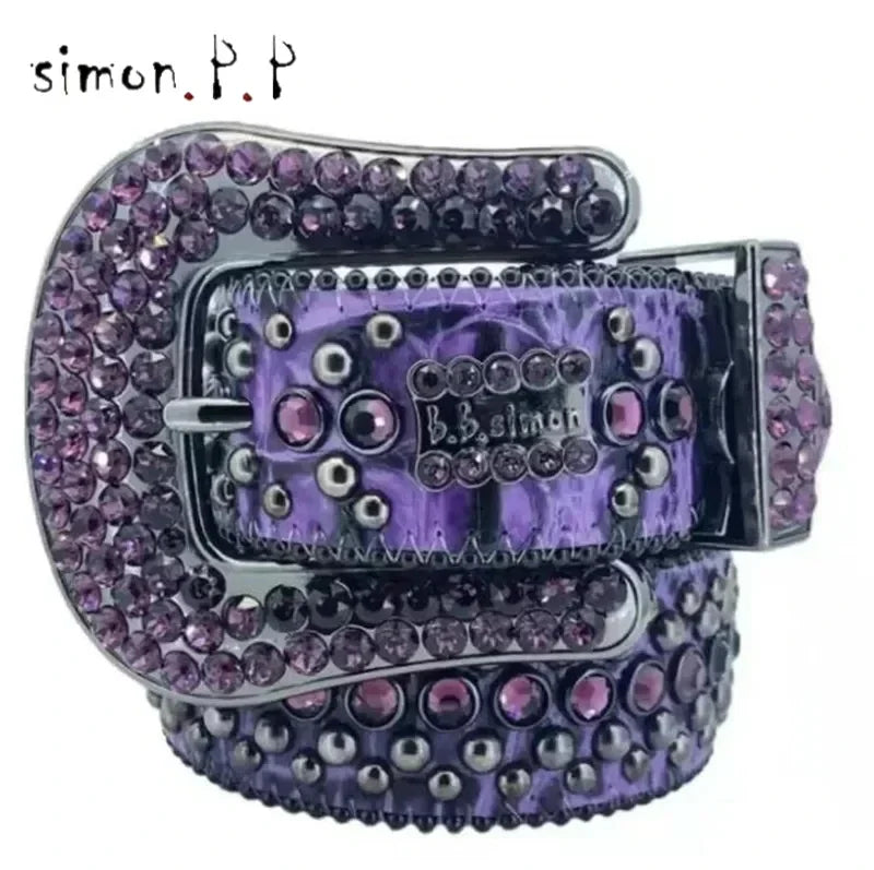 BB Simon belt with luxurious rhinestones for men and women