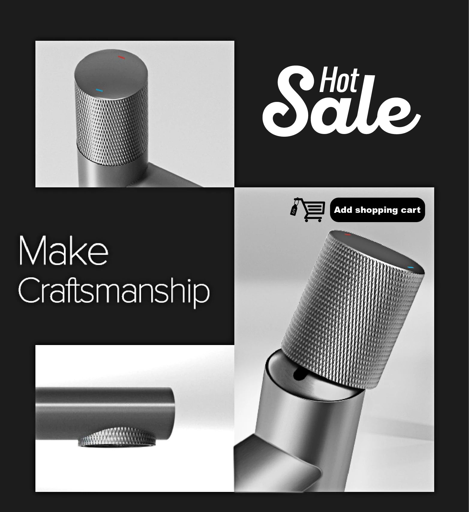 Vòi sen đen đồng thau LED 4 chức năng cao cấp