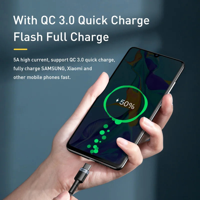 Cáp Sạc Nhanh Baseus 100W USB-C Cho iPhone & Macbook - Daisan Mart