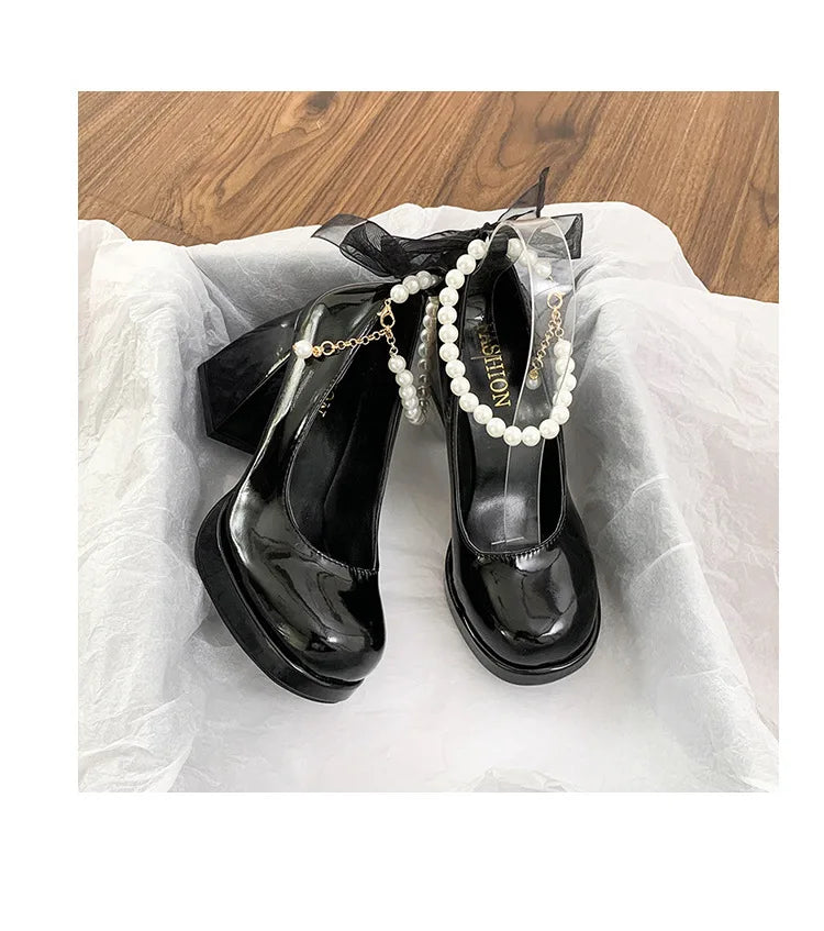 Giày Cao Gót Nữ Sang Trọng Nơ Lụa Dự Tiệc Cưới