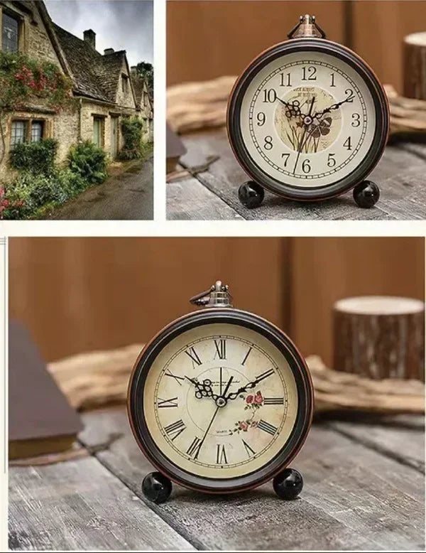 Đồng hồ báo thức treo tường vintage kim loại siêu tĩnh - Daisan Mart