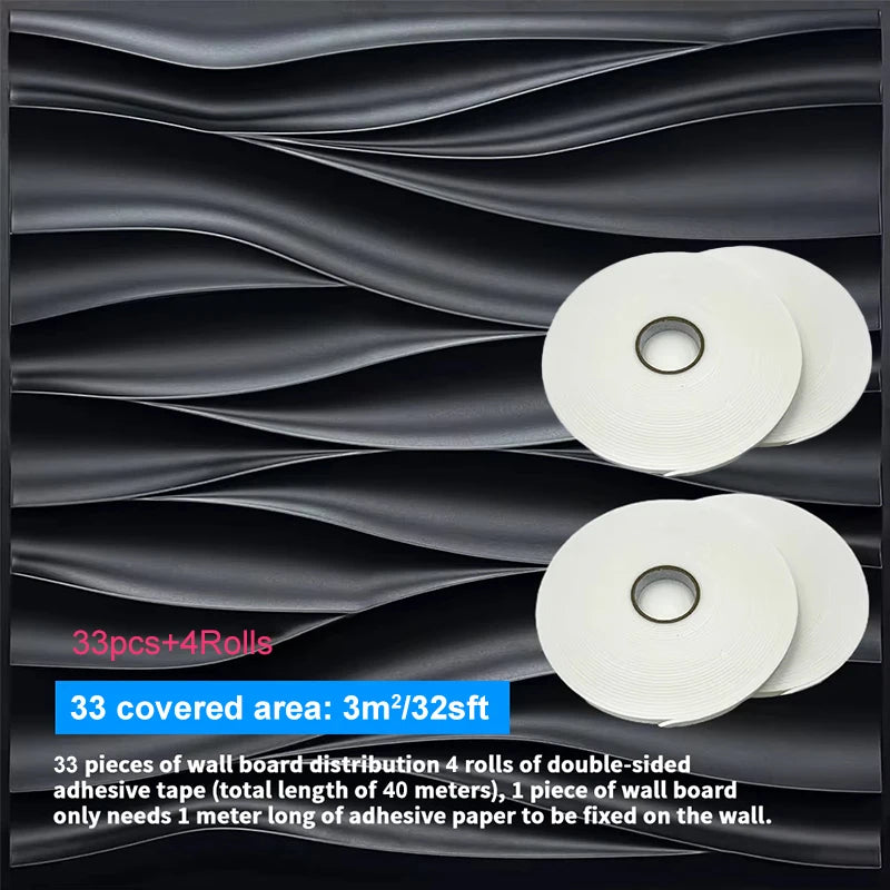 3D Wave Wall Panels 30x30cm Living Room Decoration