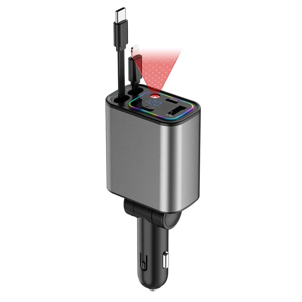 Sạc Nhanh Đa Năng 60W - Cáp Rút iPhone Android