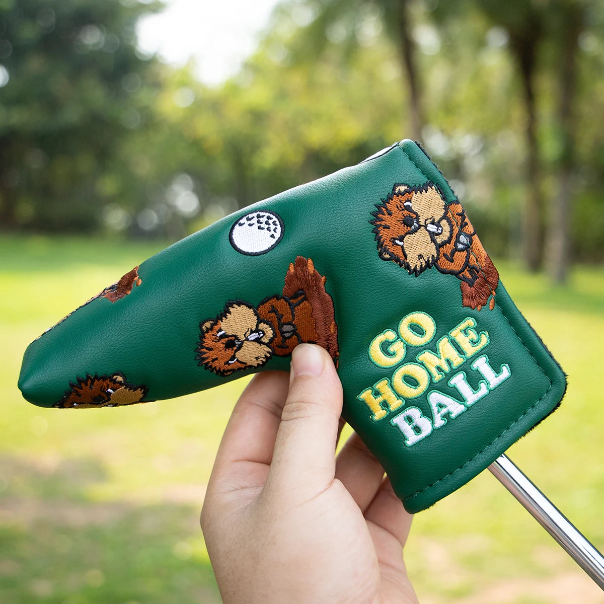Groundhog Premium Embroidered Green Leather Golf Club Cover