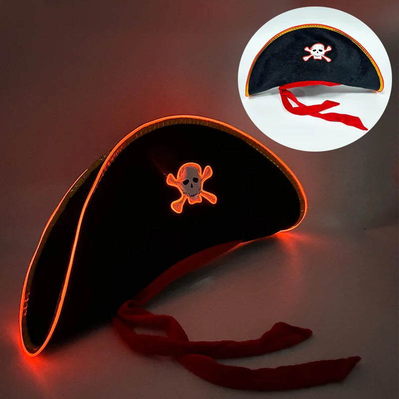 Halloween LED Light-Up Pirate Hat Skull Pattern