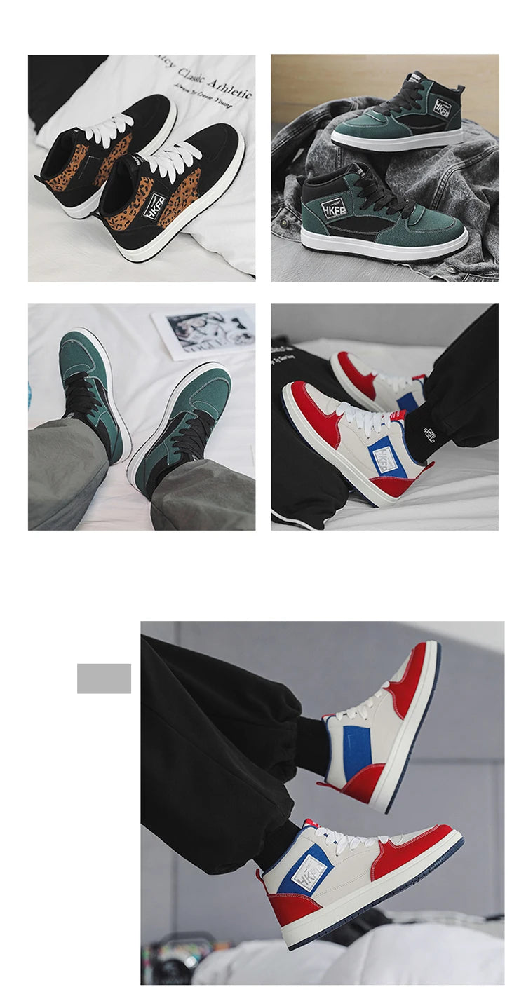 Men's Leopard Print Skater High Top Shoes