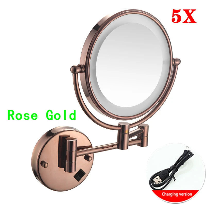 High-end Brushed Gold LED Hotel Makeup Mirror