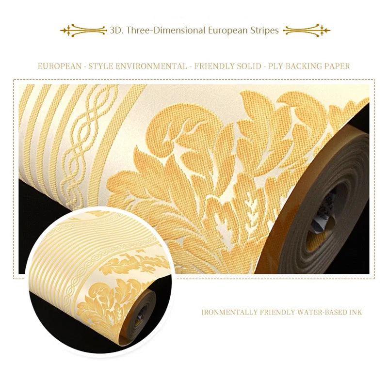 European 3D Wallpaper for Luxury Bedroom &amp; Living Room
