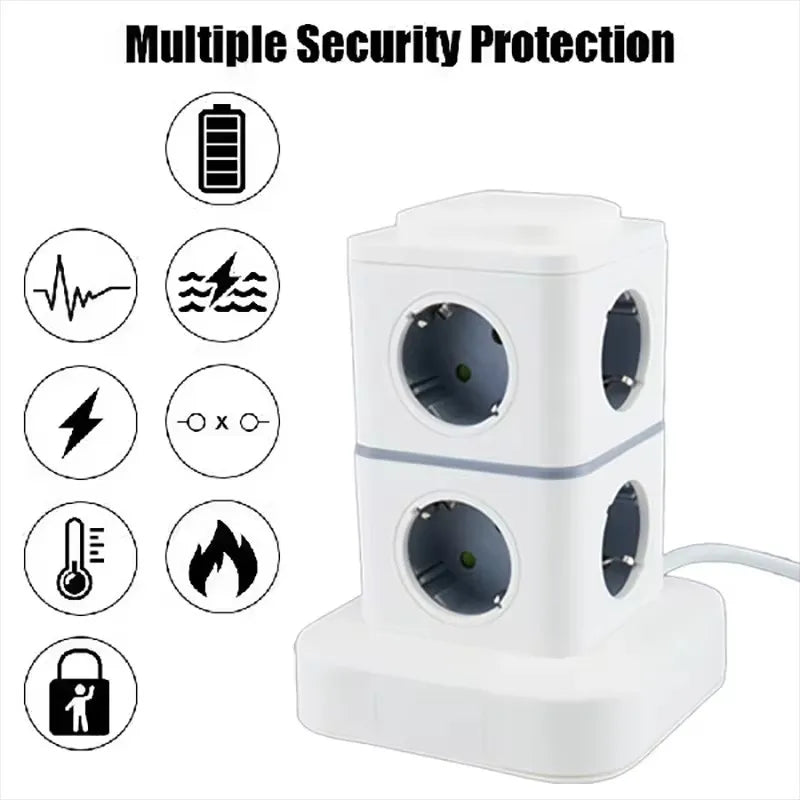 Ổ Cắm Đứng 12 Ổ 4 USB Dây 1.8m Bảo Vệ Quá Tải - Daisan Mart