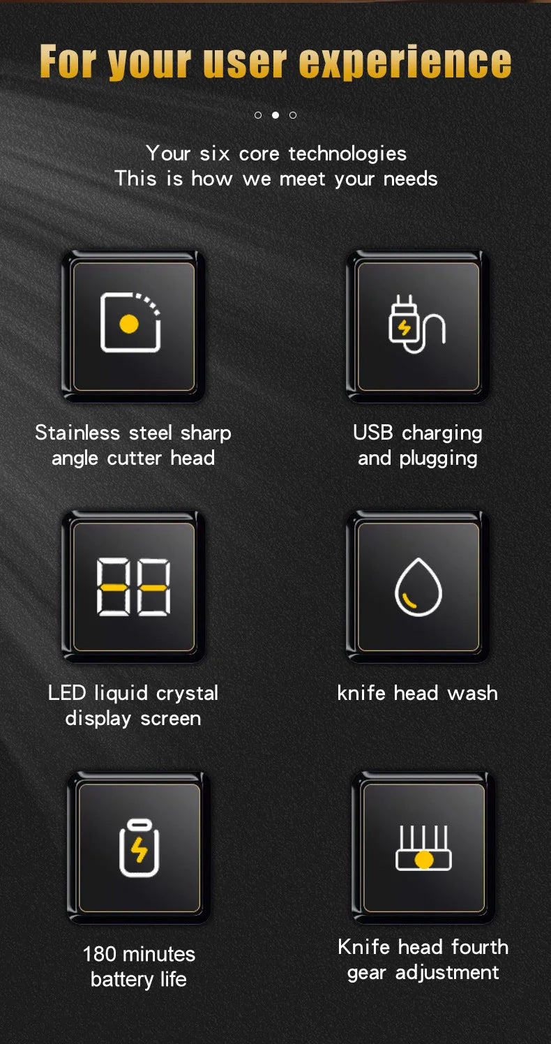 Bộ Tông Đơ Cắt Tóc Nam Chuyên Nghiệp LCD Sạc USB