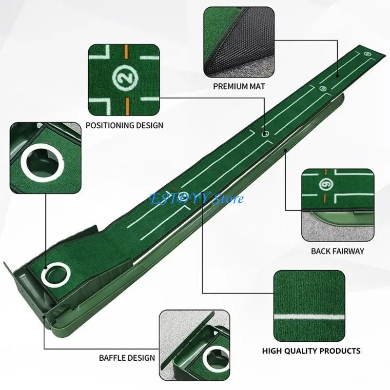 Mini Golf Practice Mat G6DE &amp; Convenient Putting Hole Cover