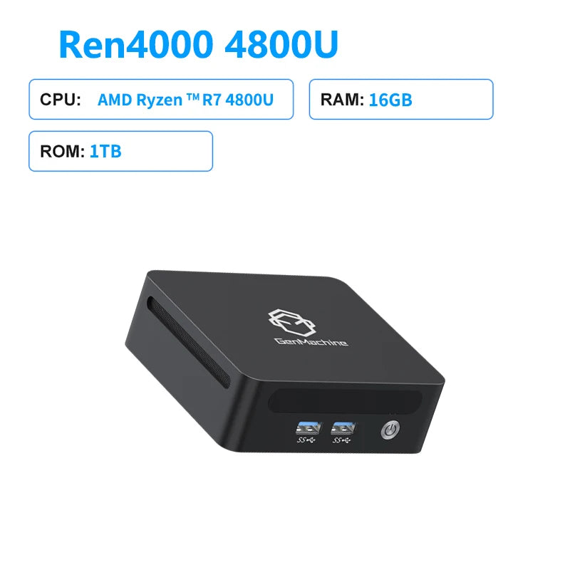 GenMachine New AMD Ryzen 7 4800U Windows 11Pro MINI PC DDR4 Channel NVMe M.2 SSD WIFI6 BT5.2 Desktop Office Computer pc gamer