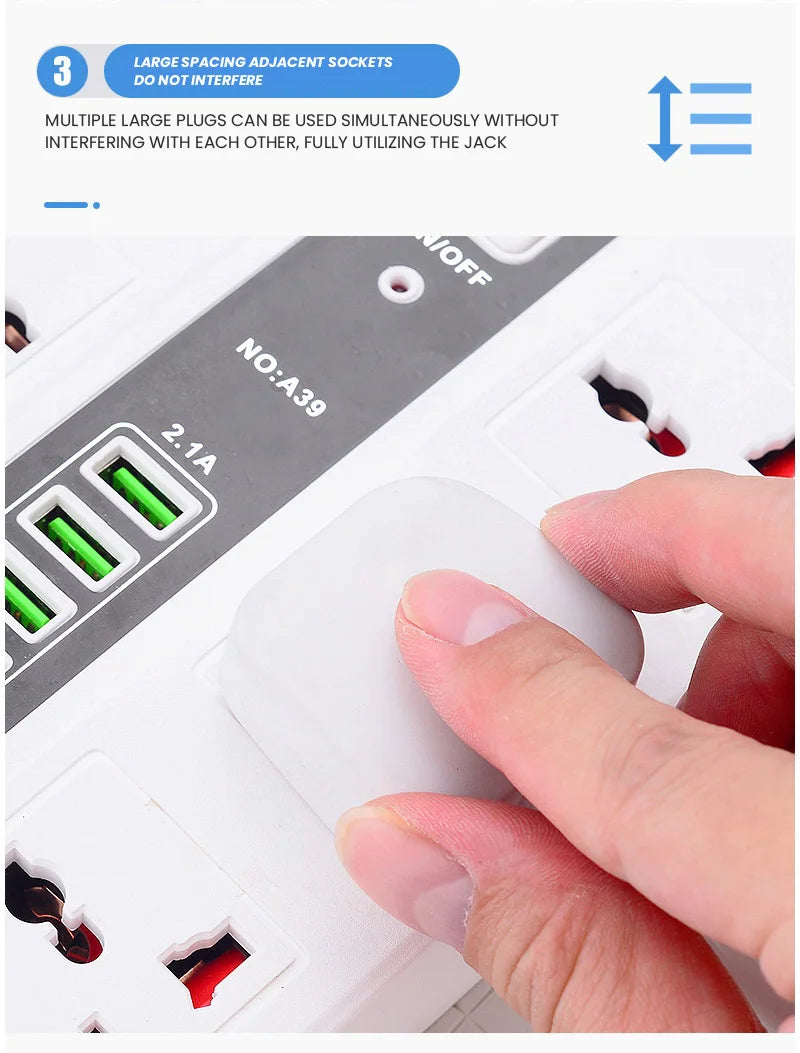 Smart USB Fast Charging Multi-function Socket Long Cord