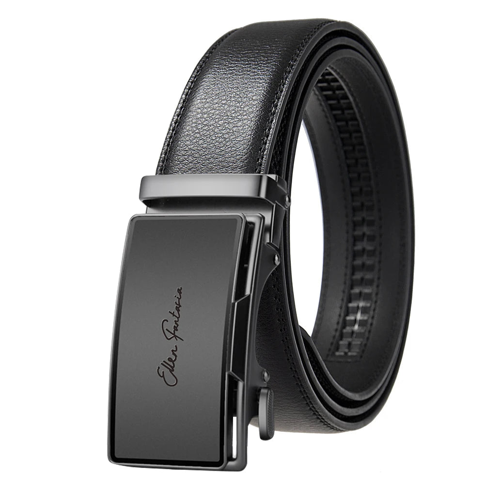 High Quality Genuine Leather Men's Belt with Alloy Automatic Buckle