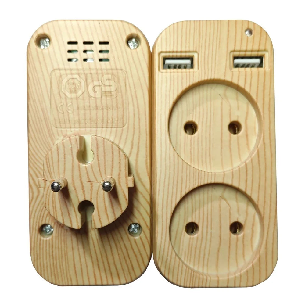 Ổ Cắm Điện EU Đa Năng 2 USB Có Đèn Báo Du Lịch